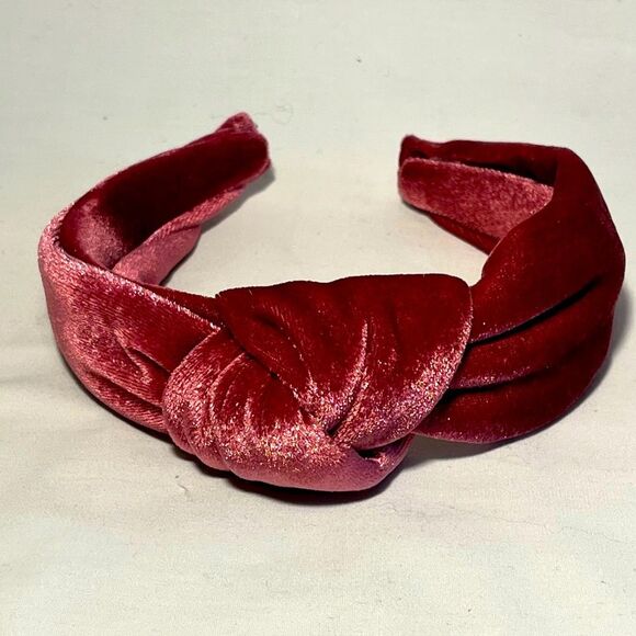 Velvet Knotted Headband Burgundy - Picture 1 of 4
